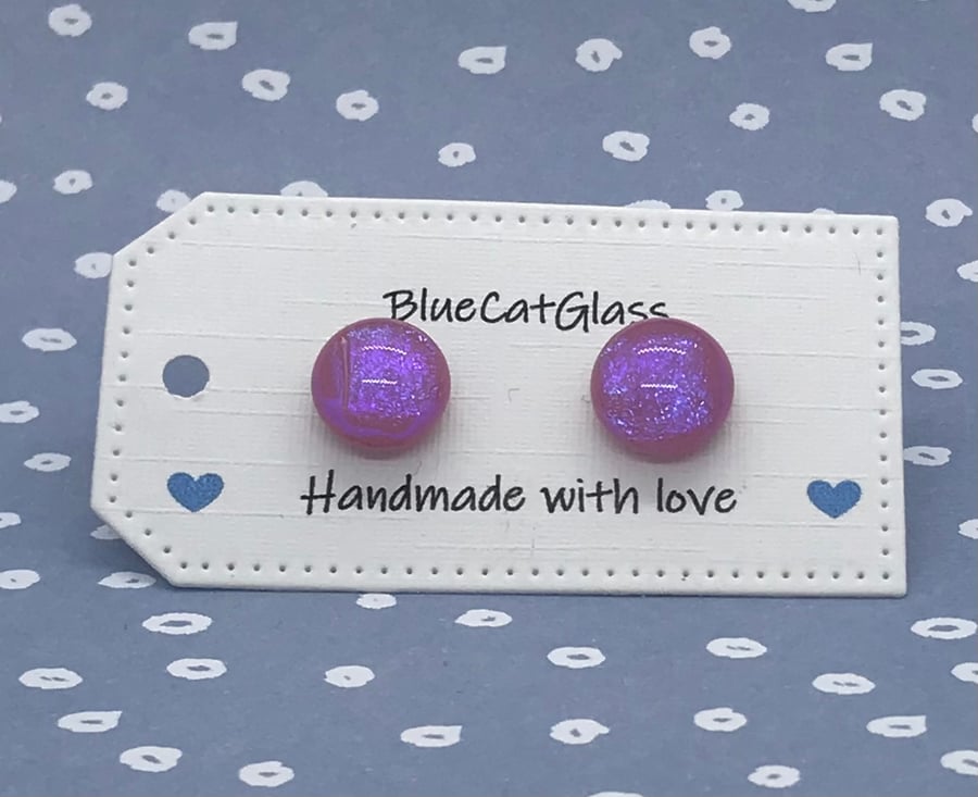 Fused Glass Button Earrings