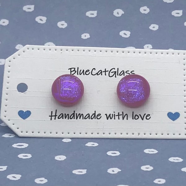 Fused Glass Button Earrings