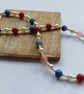 Winter Berry - Red, Blue and Pearl Frosted Glass Statement Necklace - Image 5