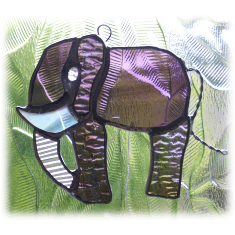 Elephant Purple Suncatcher Stained Glass Little Handmade