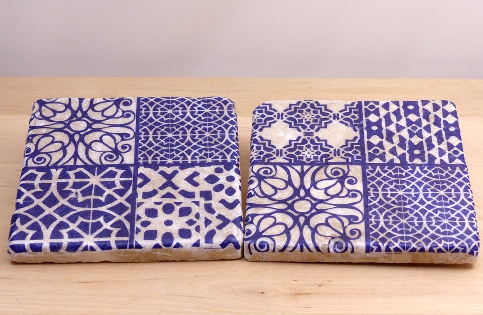 Marble 'Blue Tile' Coasters