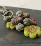 Red, green and antique gold bag charm with Czech glass beads and flowers - Image 2