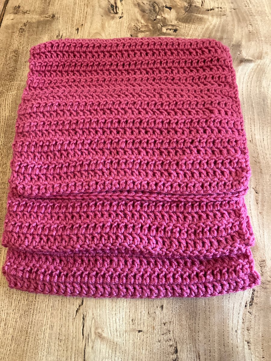 Vintage Rose Crochet Scarf in recycled yarn