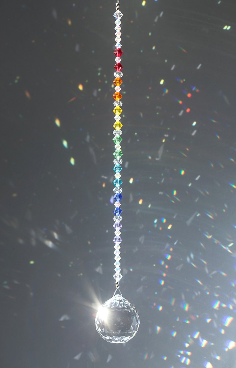 Swarovski 30mm crystal ball sun-catcher in rainbow colours super sparkly
