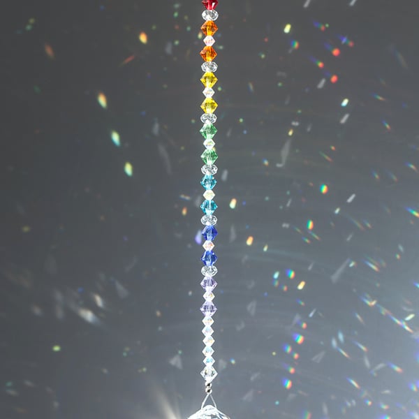Swarovski 30mm crystal ball sun-catcher in rainbow colours super sparkly