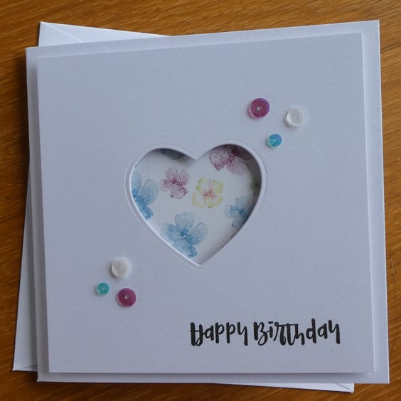Floral Heart Aperture Birthday Card