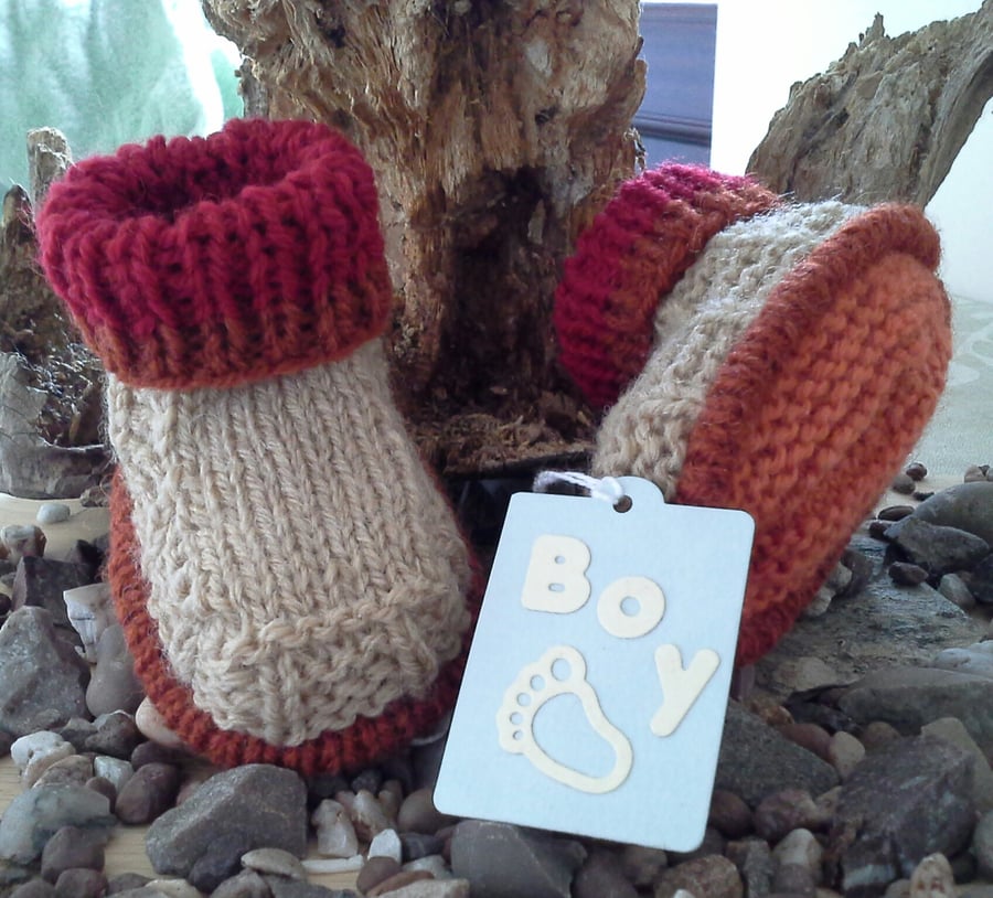 Baby Boys Aran Boots with wool  0- 6 months