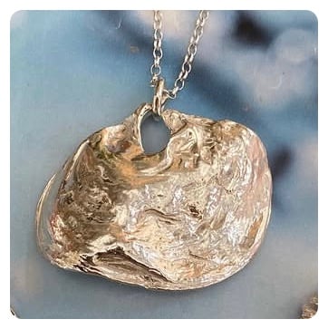 Large Sterling Silver Shell Pendant and Pretty Chain