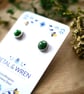 Green Sparkly Hypoallergenic Silver Stud Earrings - Image 3