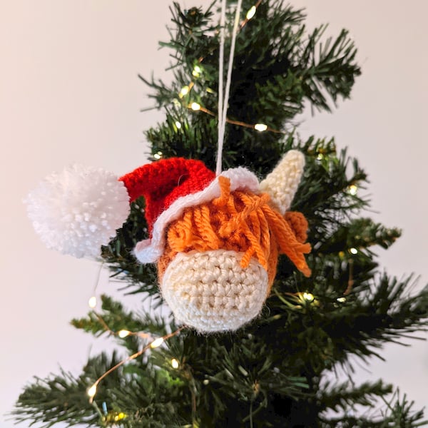 Highland cow crochet bauble, novelty bauble christmas tree decoration