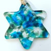 Blue and green  glass star hanging decoration