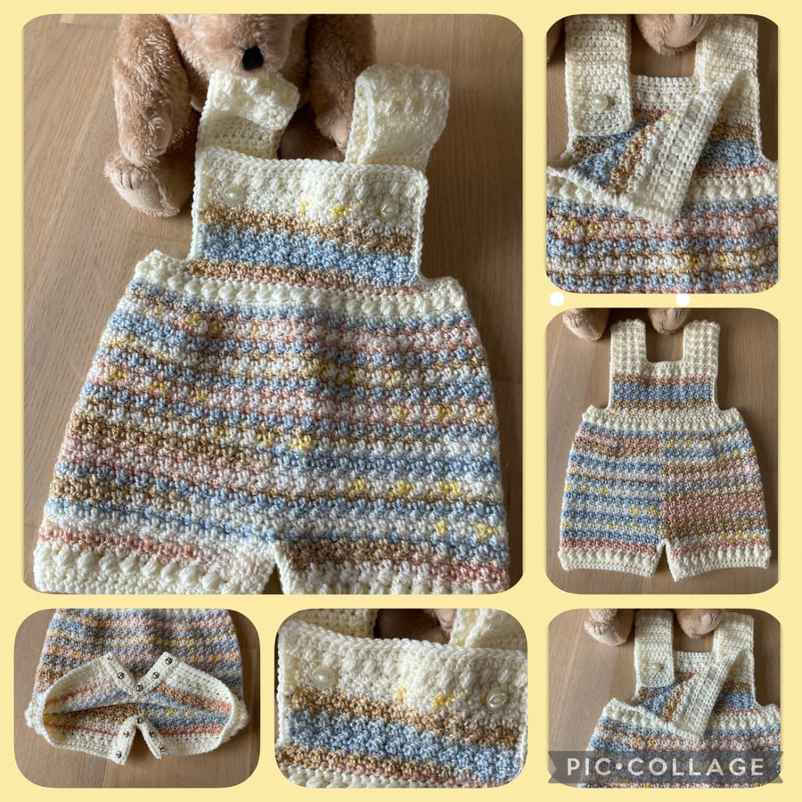 Baby dungarees 0-3 months crochet rompers playsuit baby gift baby shower gift