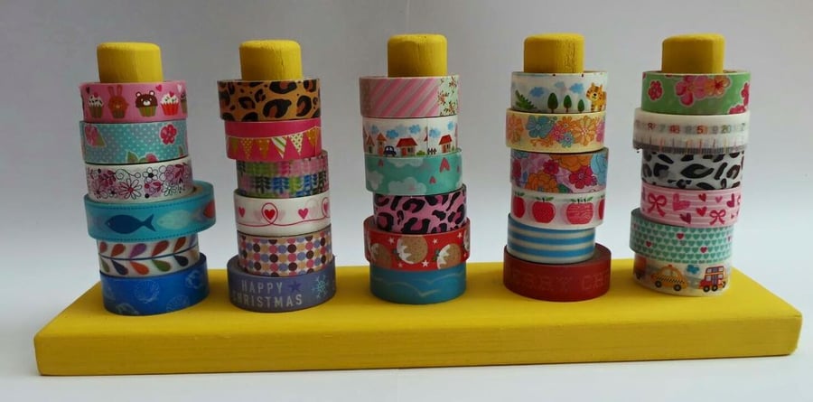 Handmade Wooden Washi Tape Stand Display Holder - holds 30 rolls