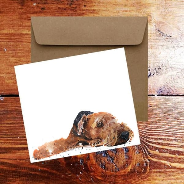 Airedale Terrier II Square Greeting Card-Airedale Terrier cards,Airedale Terrier