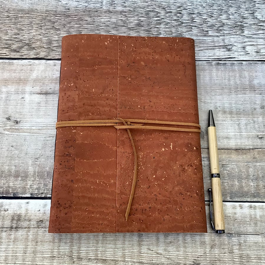 Cork Journal Notebook in Cinnamon Brown