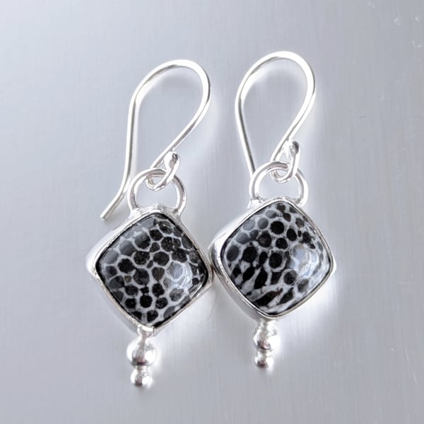 Black Fossil Coral Earrings