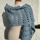 Handmade crochet lace light blue scarf