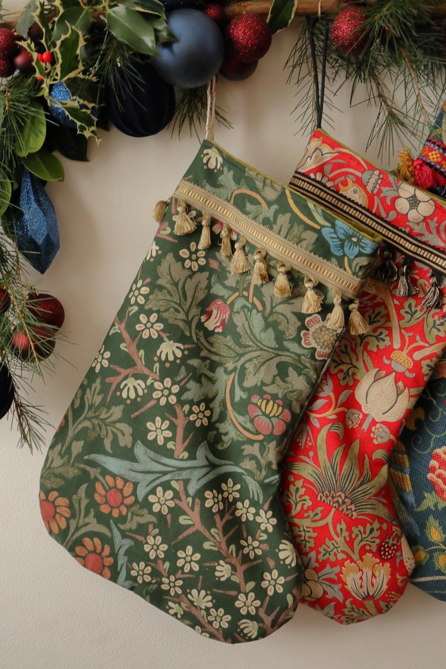 William Morris Christmas Stocking Blackthorn