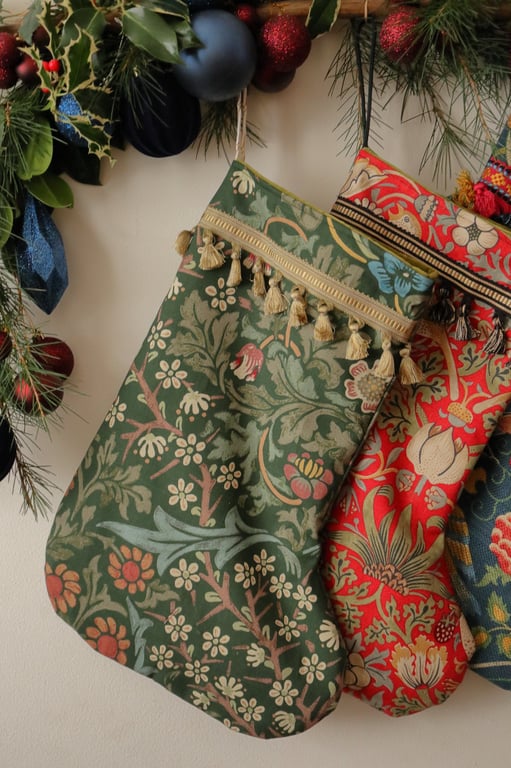 William Morris Christmas Stocking Blackthorn