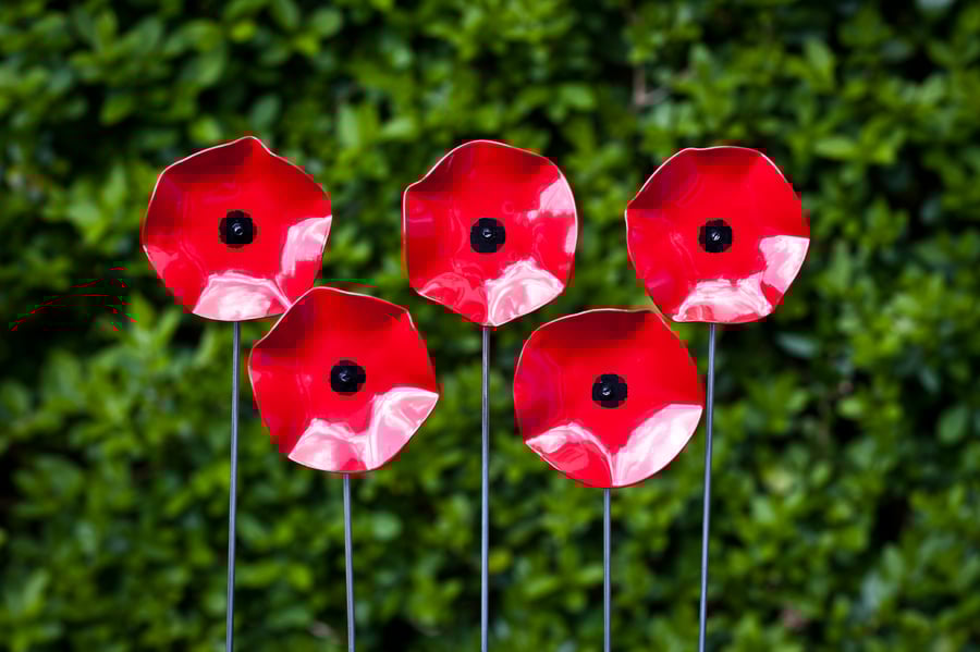 Red Poppy Flower Ornament, Memorial Poppy Garden Gift, Indoor Ornament