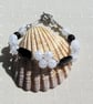 Black Onyx & Crackled Clear Quartz Gemstone Beaded Bracelet "Monochrome Glitz" - Image 2
