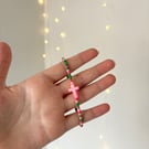 Watermelon Cross Seed Beaded Bracelet