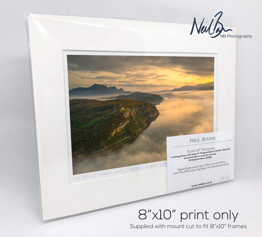 Ben Loyal, Castle Varrich & Kyle of Tongue - A5 (10" x 8") Unframed Print