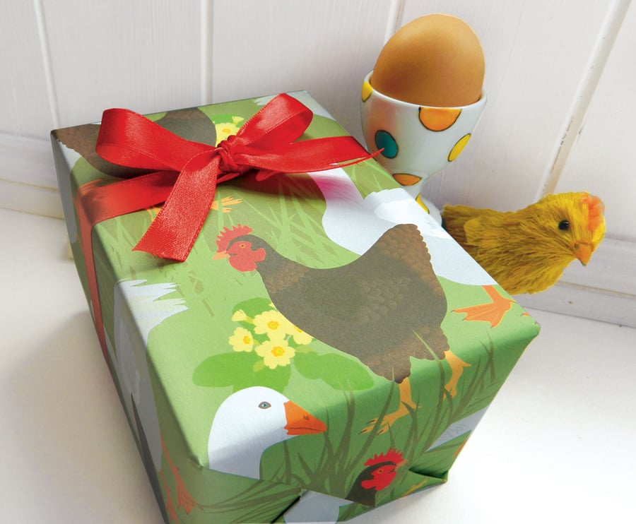 Easter Hen Gift Wrapping Paper Set - Spring, Chicken, Easter gifts