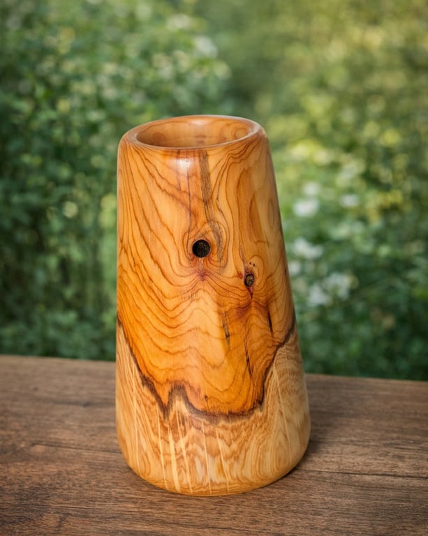 Beautiful unique yew wood vase 