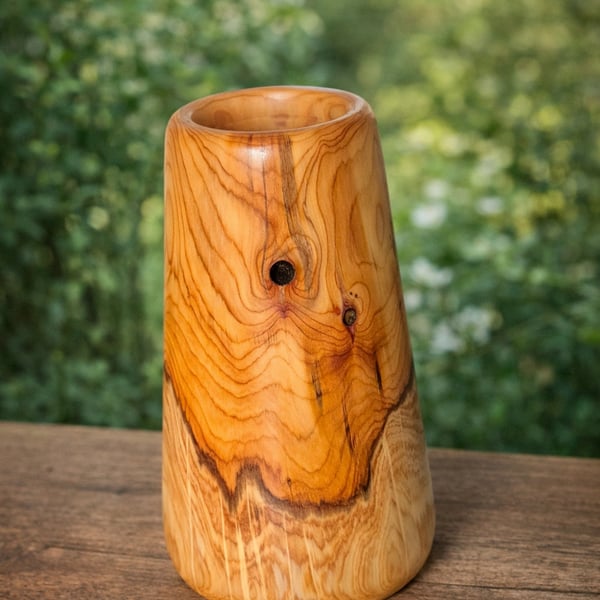 Beautiful unique yew wood vase 