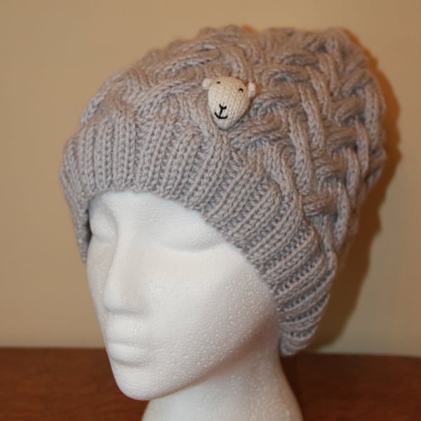 Hand Knitted Alpaca Sheep Beanie