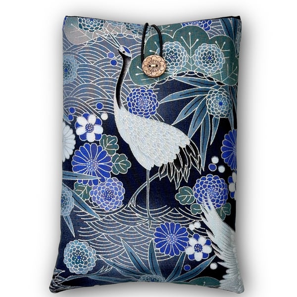 Crane & Chrysanthemum Book Sleeve – Japanese Cotton Book Protector 