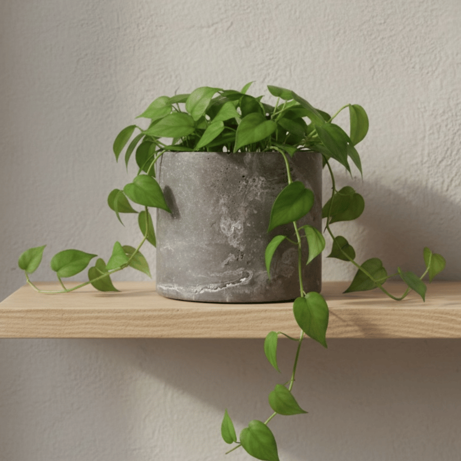 Large Round Dark Grey Marble Effect Plant Pot (lpp35)