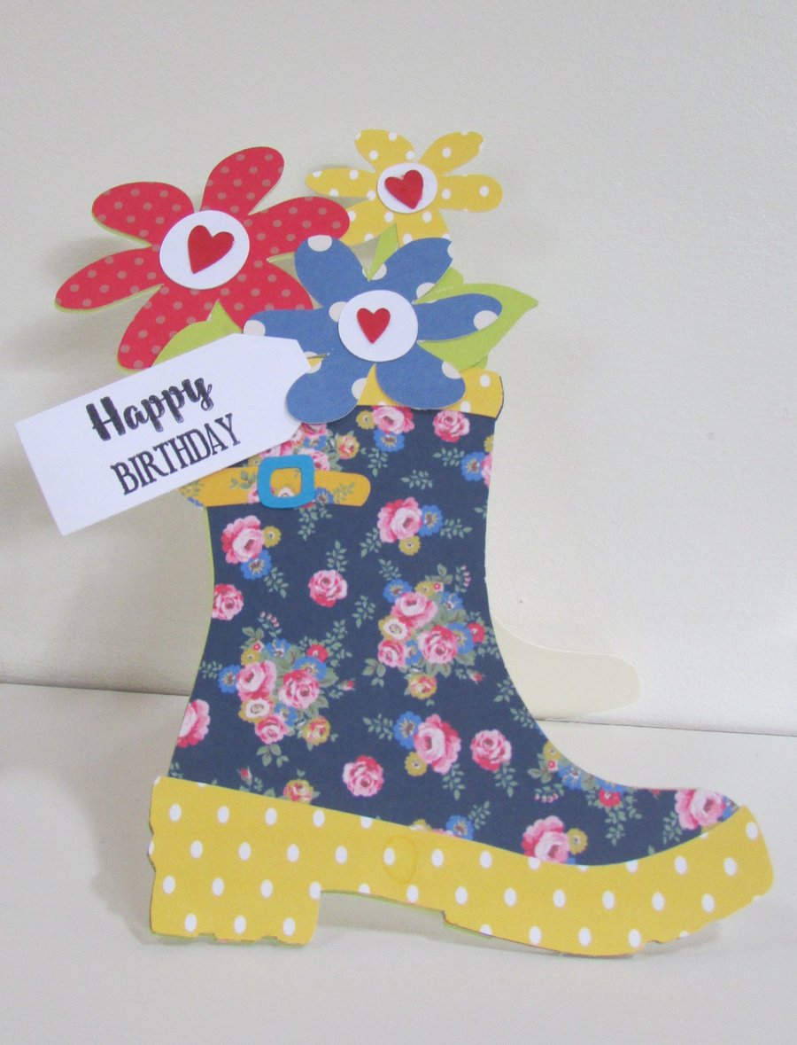Wellington Boot Shaped Card