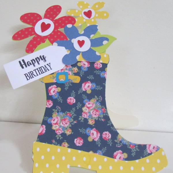 Wellington Boot Shaped Card