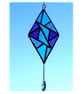 Stained Glass Diamond Suncatcher Handmade Turquoise Purple Triangles  - Image 3