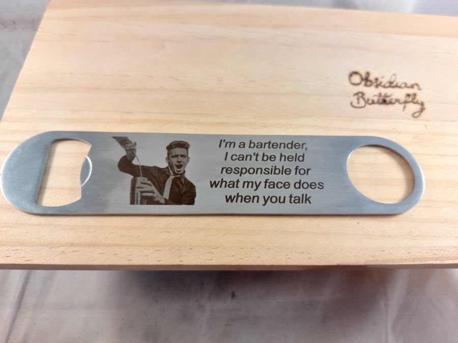 Personalised Photo or Text Engraved Bar Blade Bottle Opener