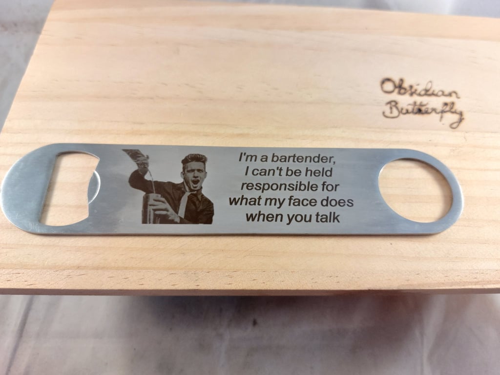 Personalised Photo or Text Engraved Bar Blade Bottle Opener