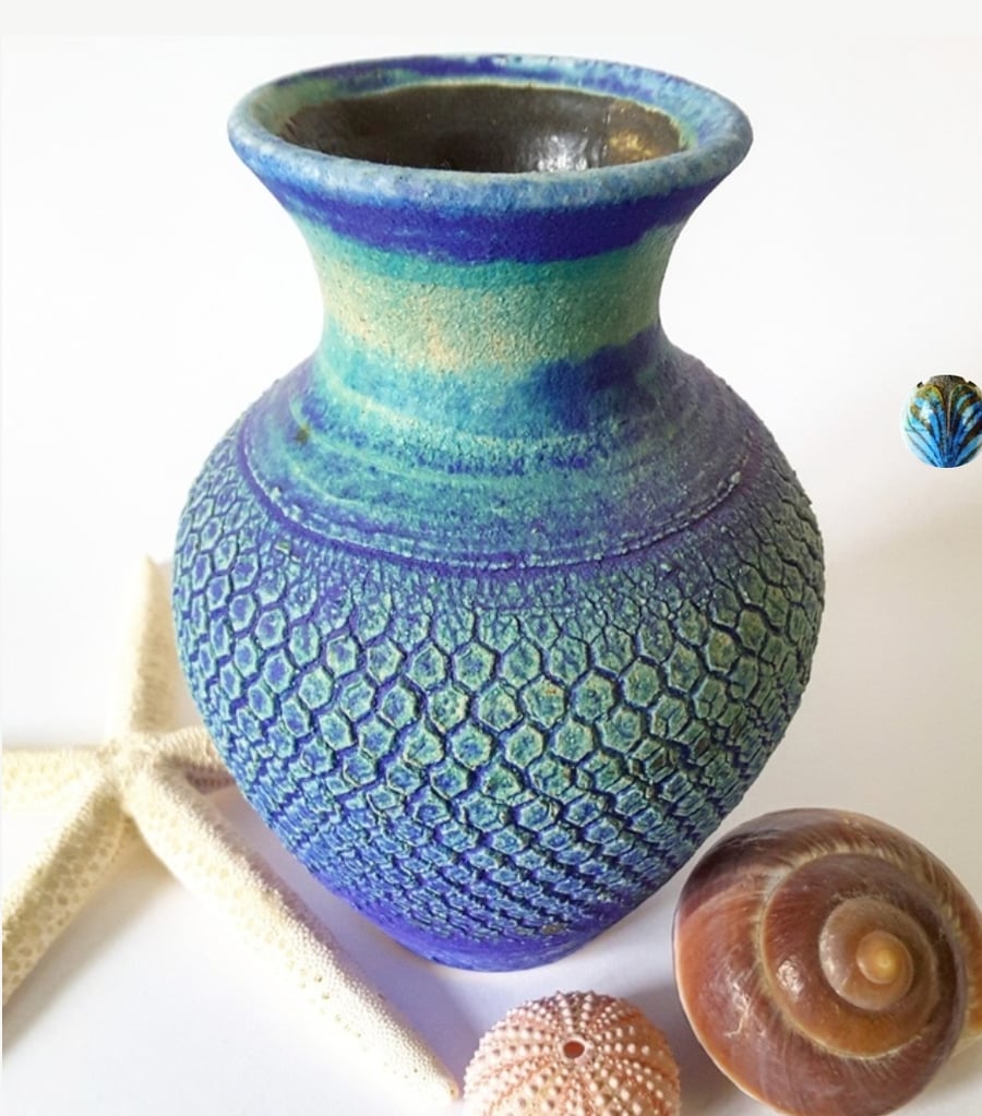 Ceramic Vase in Blue and Turquoise 