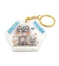 Keyring Gift for a Special Teacher with a Cat, Kitten and Bird - Image 1