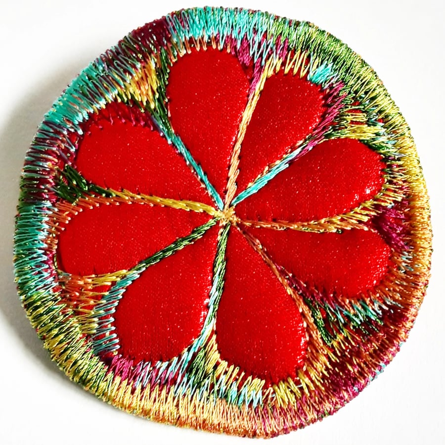 Textile Brooch Free Machine Embroidery 