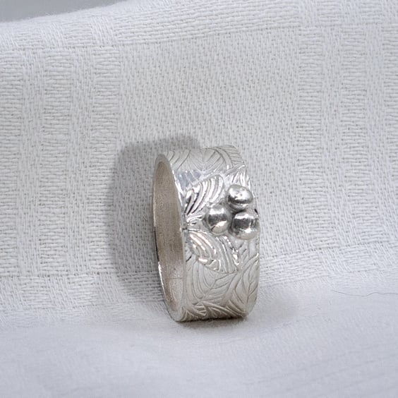 Silver Leaf Pattern Ring (FSR16)