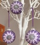 Set of 3 Purple Sparkly Crochet Christmas Baubles - Tree Decorations - Image 6