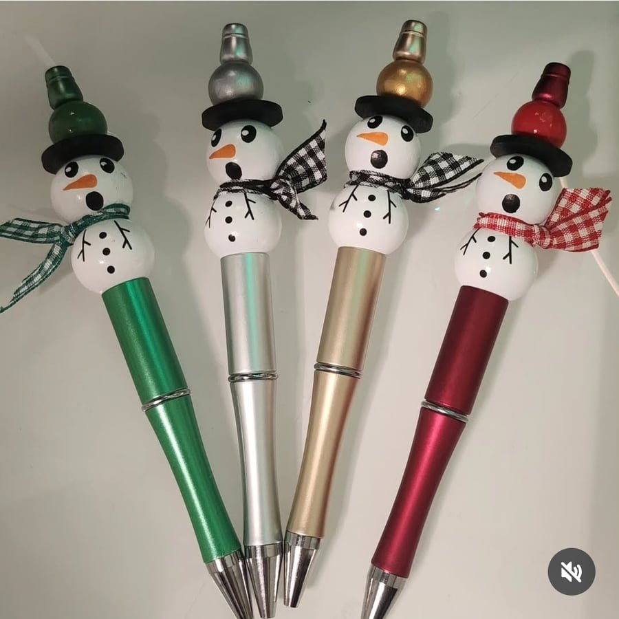 Gold Snowman Ballpoint Pen