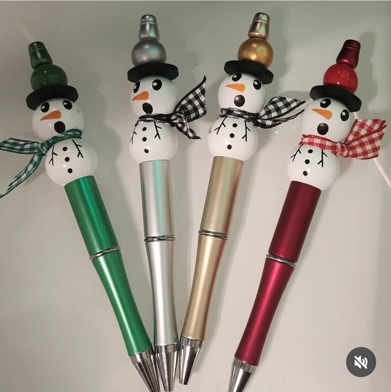 Green Snowman Ballpoint Pen