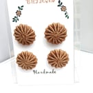 Buttons Light Brown,Taupe 30mm Handmade Embroidered Yorkshire Style