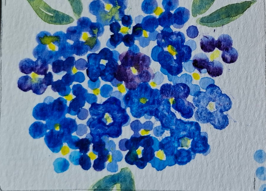 ACEO"Forget me not dots" original watercolour.