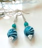 Hand Blown Vanitian Glass & Quartzite Silver Plate Earrings - Image 4