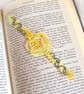 Yellow Rose Lace Bookmark in Shuttle Tatting - Image 1