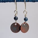 Natural Frosted American Blue Turquoise  copper enamelled drops